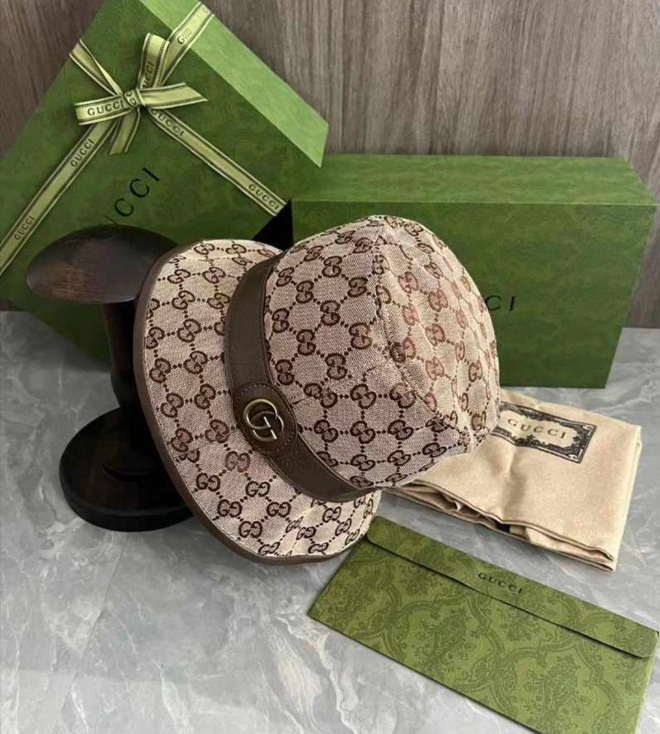 Gucci Monogram Bucket Hat w/ GG Belt